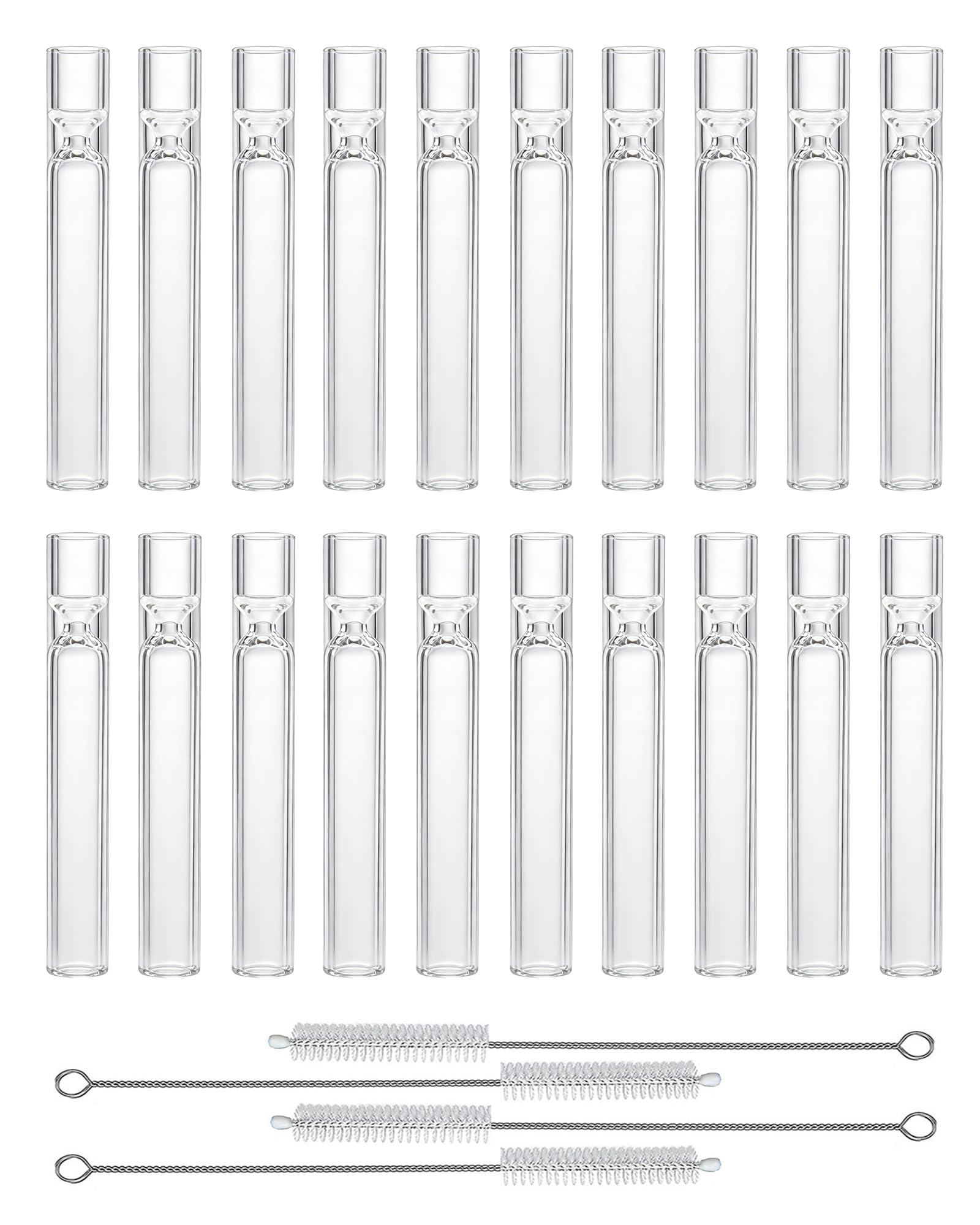 20 Pcs Borosilicate Glass Tubes 4 Inch (10 cm), Thick Glass Blowing Tubes, 2mm Wall Heat Resistant for Lab Experiments DIY Projects Industrial Use, Acid Alkali Resistant, Transparent