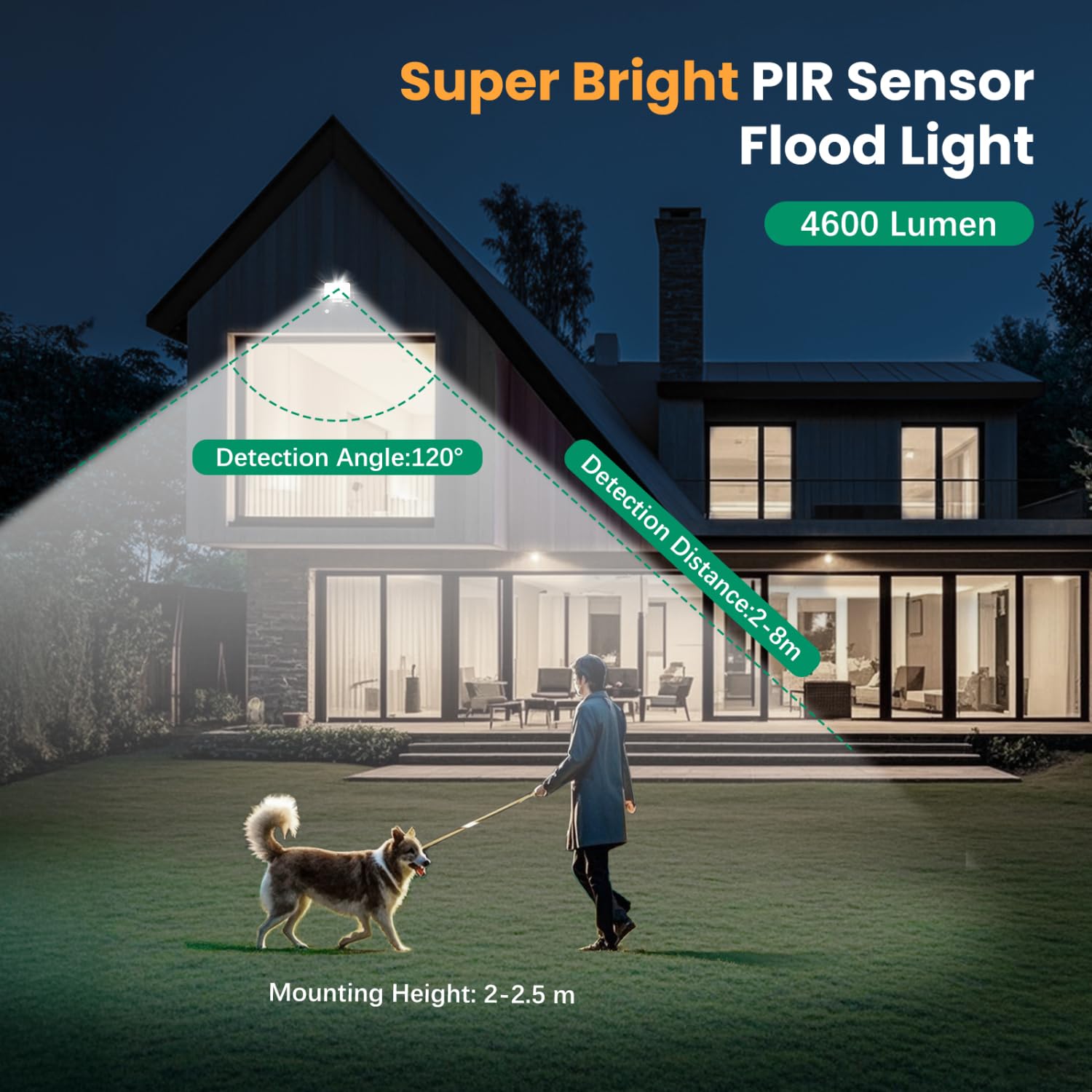 Aigostar 50W Foco LED Exterior con Sensor Movimiento PIR 4500LM Super Brillo 4000K