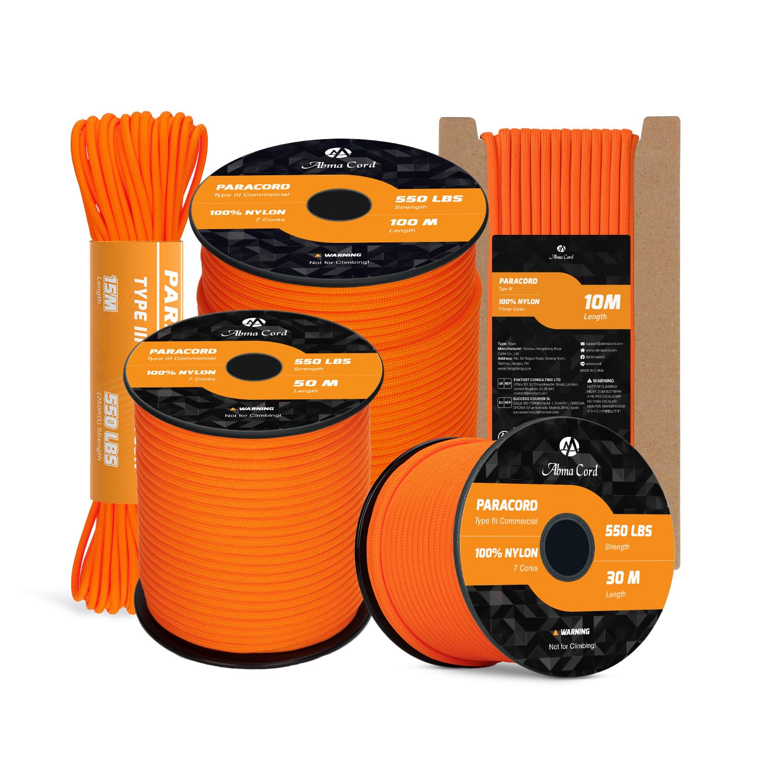 Abma Cord Paracord 550 4mm 10m Nylon Rope Type III 7 Strands Cord