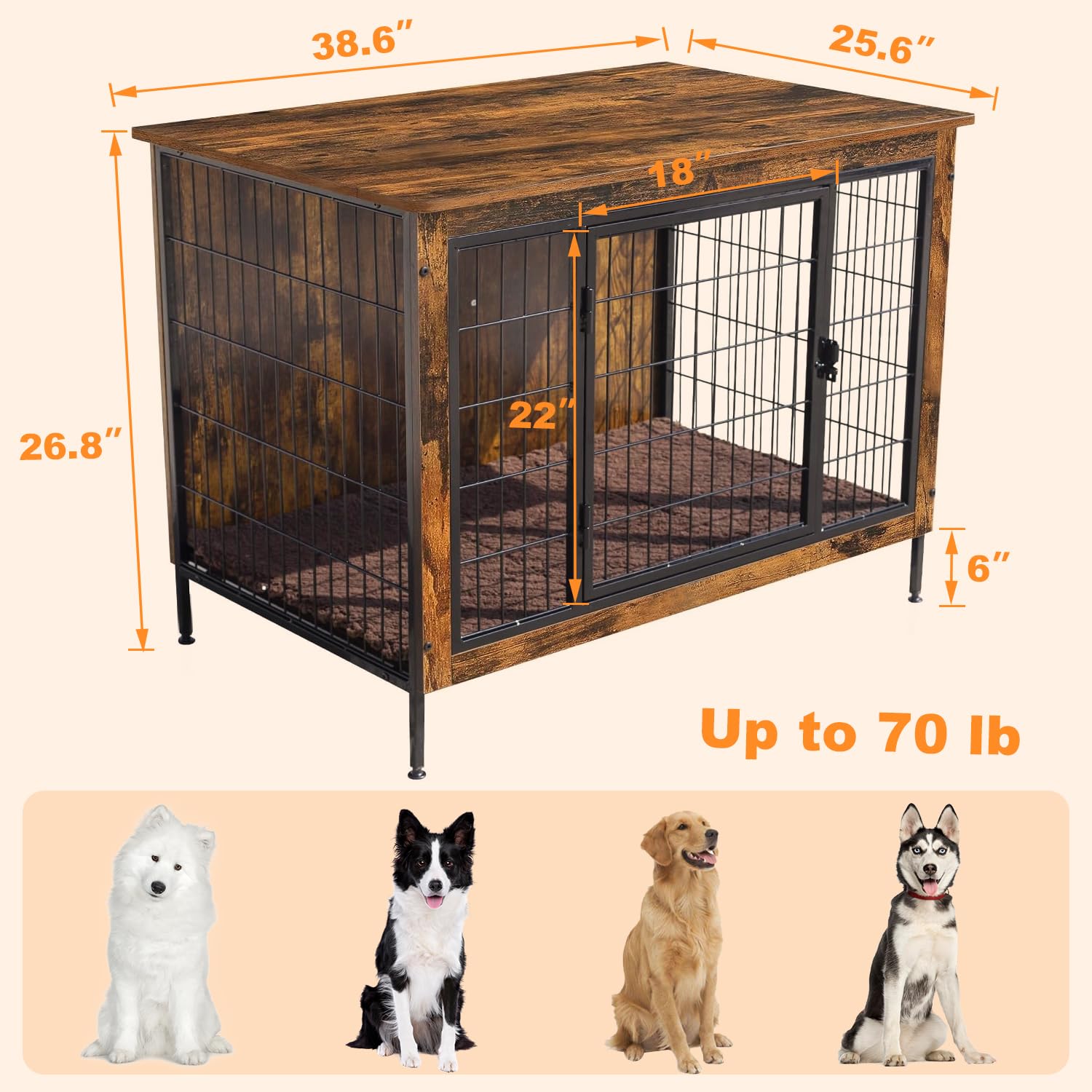 MAOHEGOU Dog Furniture Style Crate with Cushion,Side End Table,Indoor