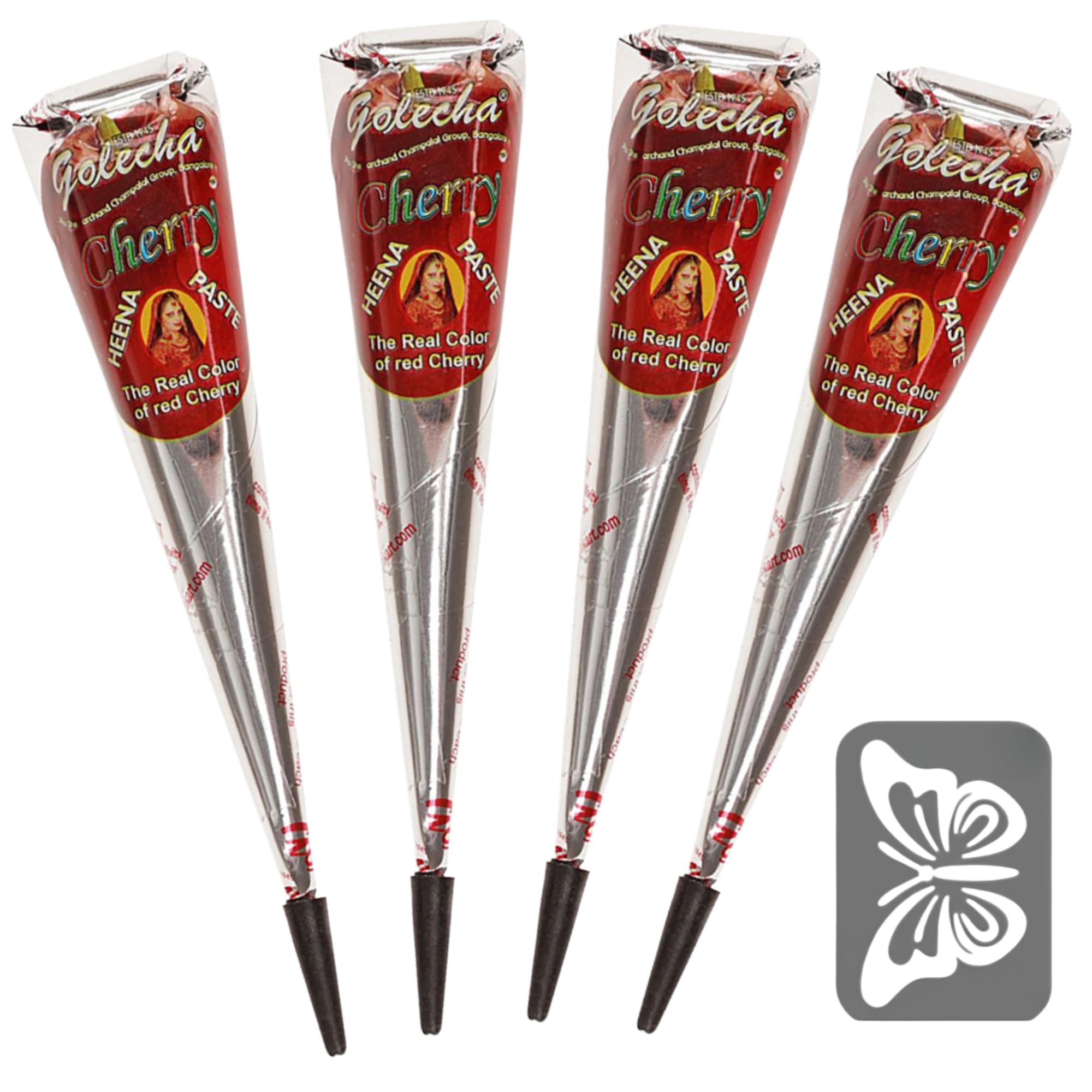 Golecha Stożek henny 4 x 25 g – pasta roślinna do tymczasowego dekoracyjnego zastosowania na skórze – zastosowanie kosmetyczne