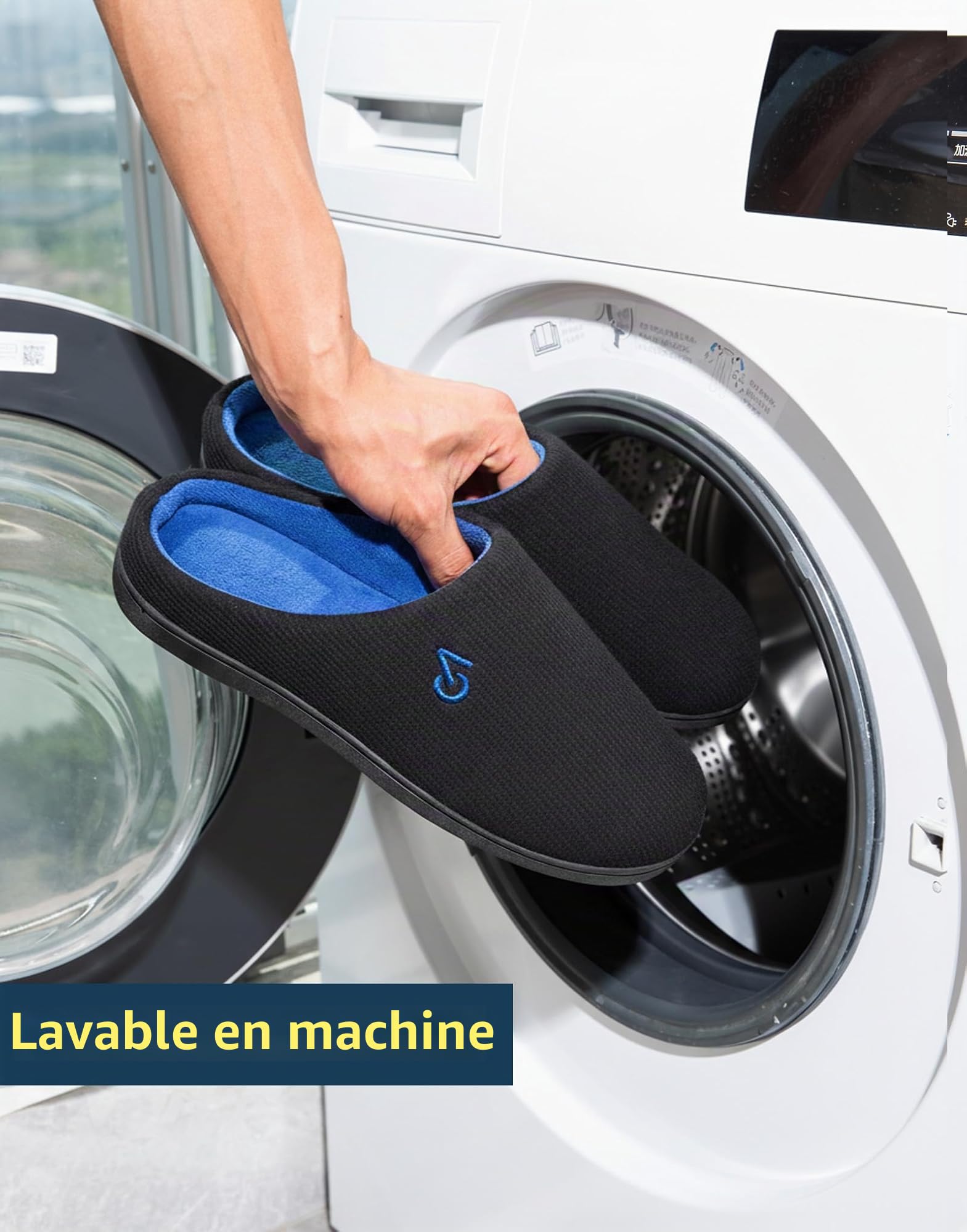 VeraCosy Hommes Chaussons à mémoire de forme bicolore