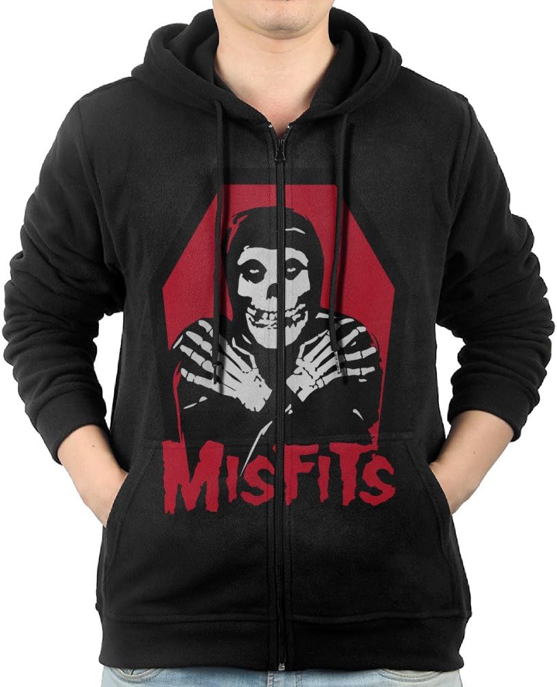 NHK Men's Misfits Zip-Up Hooded Sweatshirt Jackets Black Size S