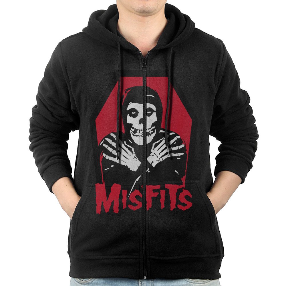 NHK Men's Misfits Zip-Up Hooded Sweatshirt Jackets Black Size S