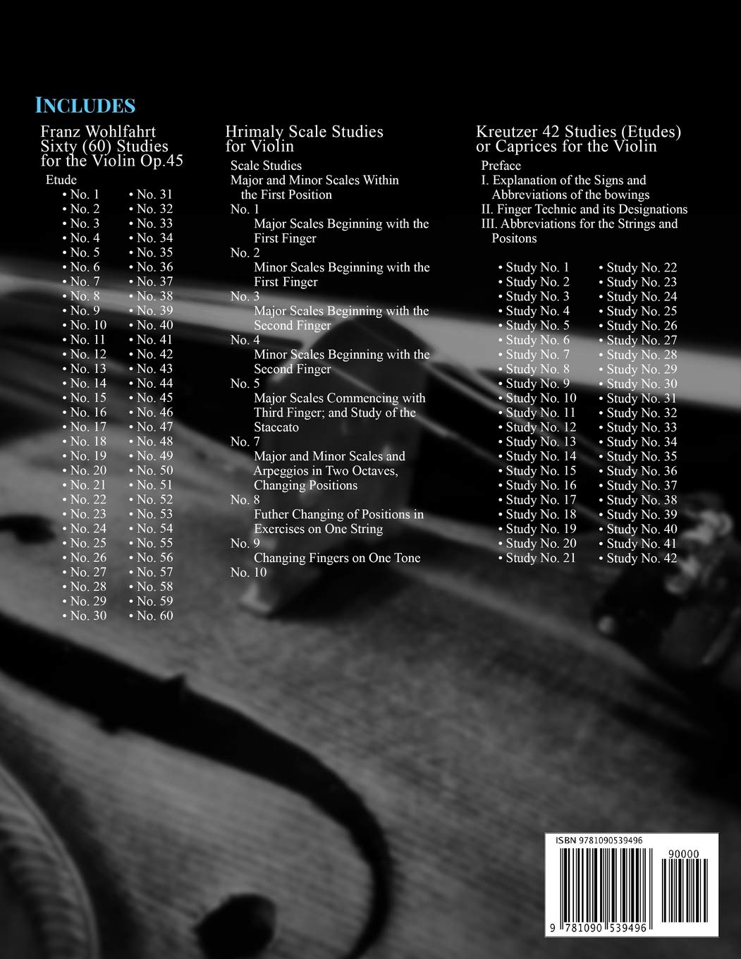 Franz Wohlfahrt Sixty (60) Studies for the Violin Op.45, Hrimaly Scale Studies for Violin, Kreutzer 42 Studies (Etudes) or Caprices for the Violin: ... STUDY BOOKS (Singing & Musical Lessons)