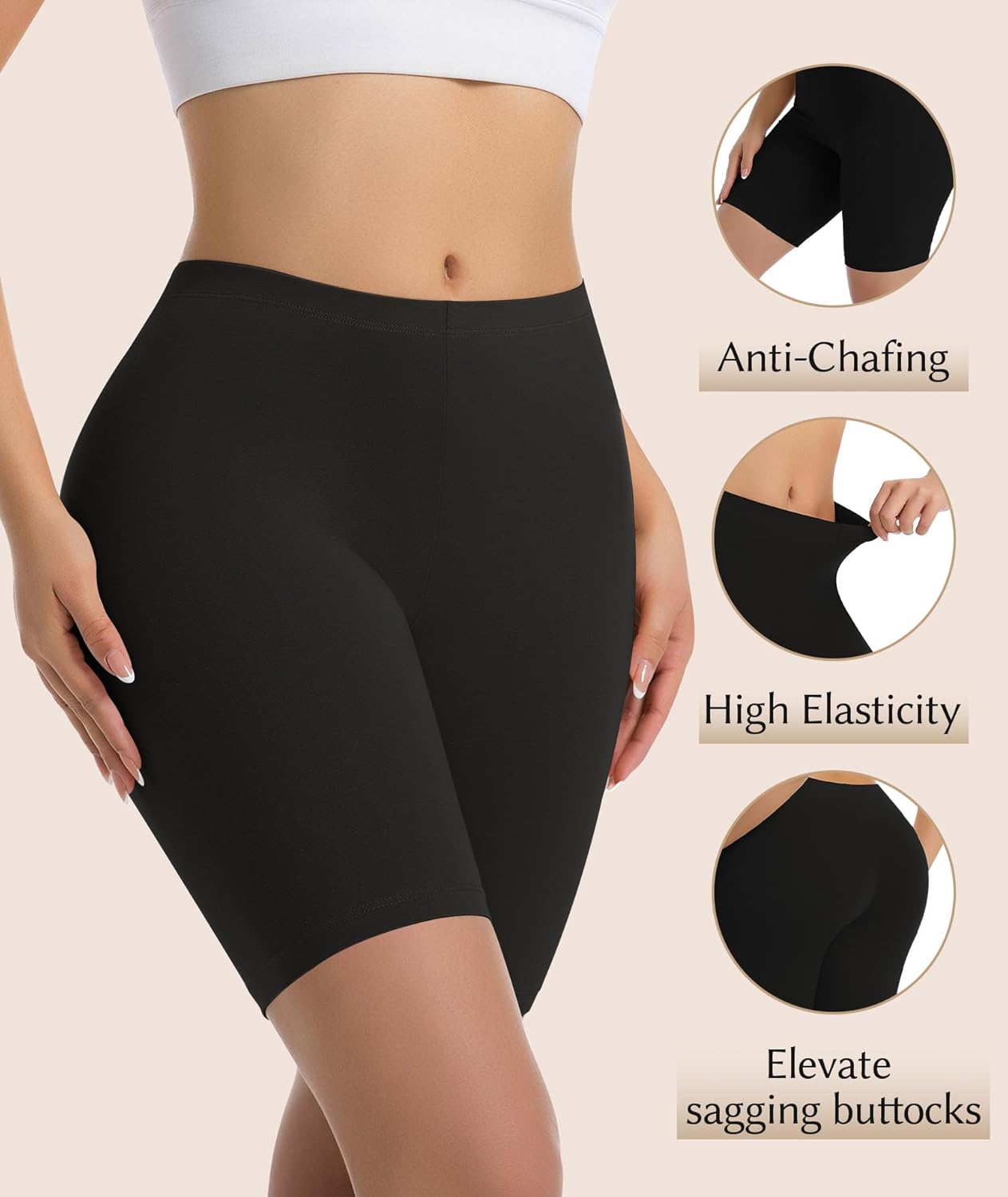 Yeblues 4 Pack Womens Cotton Boyshorts Underwear Boxer Slip Shorts Anti Chafing Biker Shorts Plus Boy Short Panties - Image 3