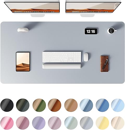 Miniatura 108 de YSAGi Protector de escritorio de piel, alfombrilla de oficina, alfombrilla grande para ratón, alfombrilla antideslizante de piel sintética, Azul