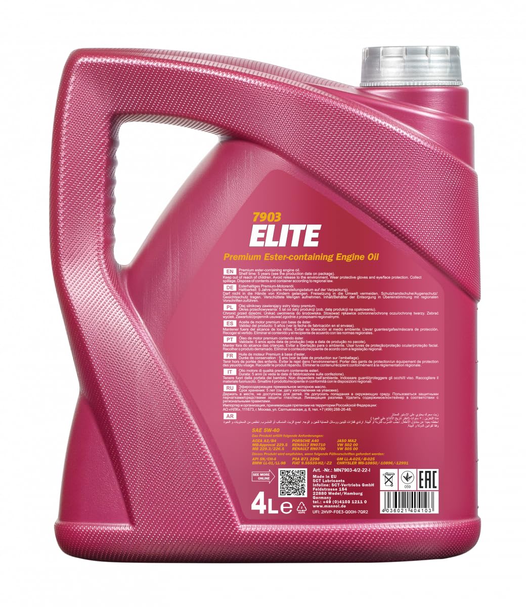 Mannol Elite 5W-40 Huile moteur Doctor + Motor Flush 5 l