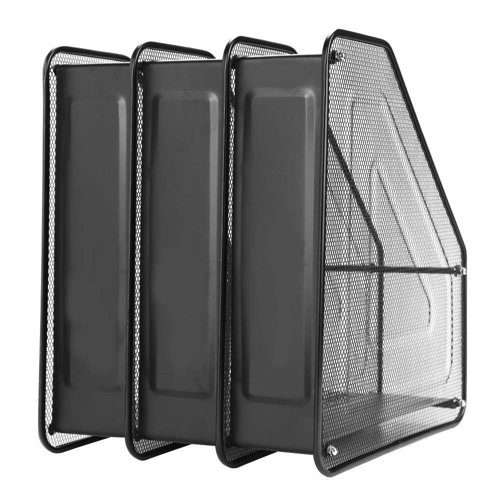 Stehsammler Metall Stehordner mit 3 Fächern Büro Schreibtisch Organizer Dokumente Bücher Halter Multifunktionale Dokumentenablage Robuster Zeitschriftensammler Buchstütze 29,5 x 31,6 x 24,5 cm