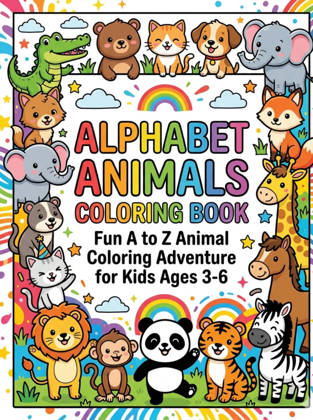 Alphabet Animals Coloring Book: Fun A to Z Animal Coloring Book for Kids