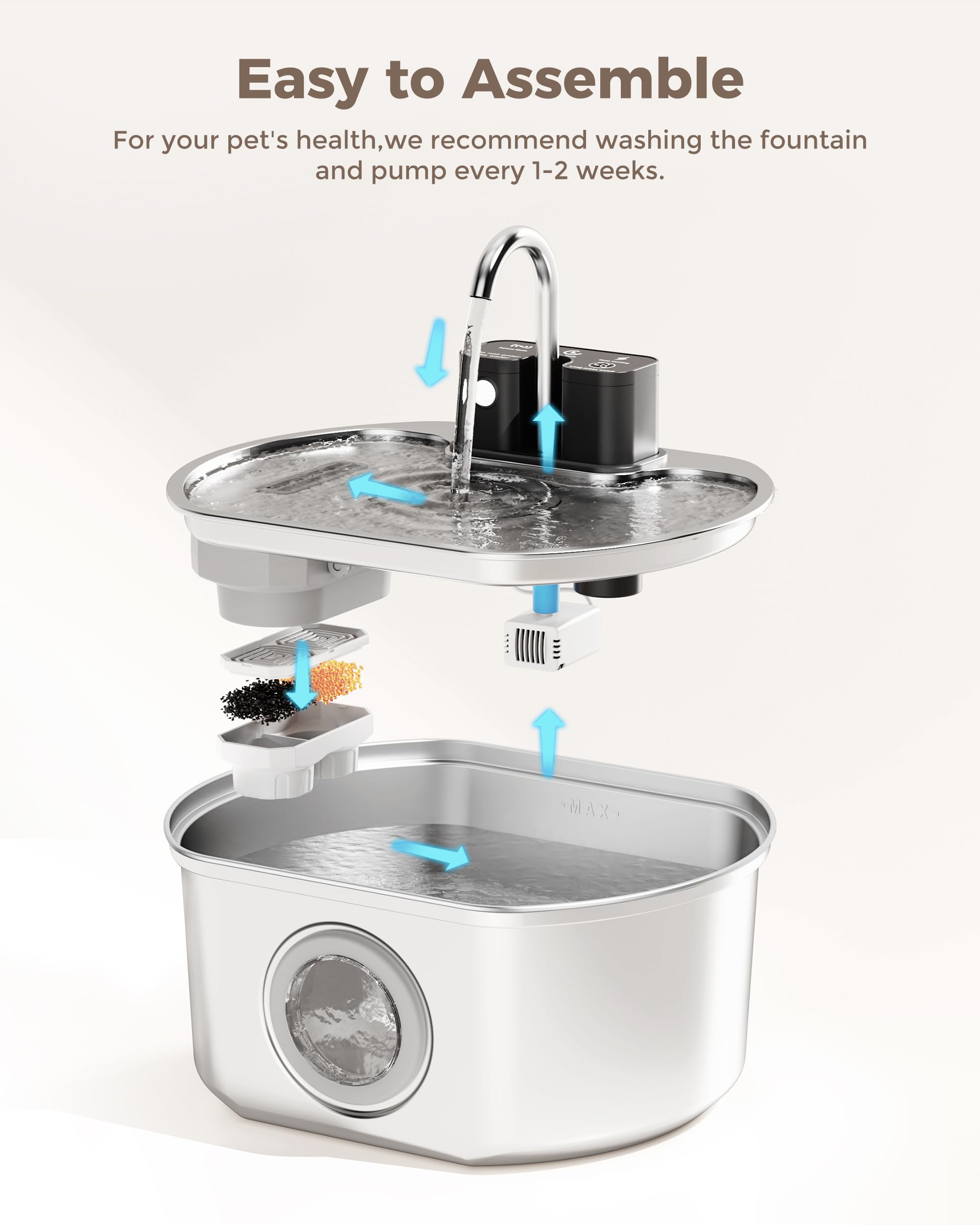 Cat Fountain Replacement Water Pump for 108oz/3.2L Wireless Pet Water Fountain Dog Water Dispenser - image 6