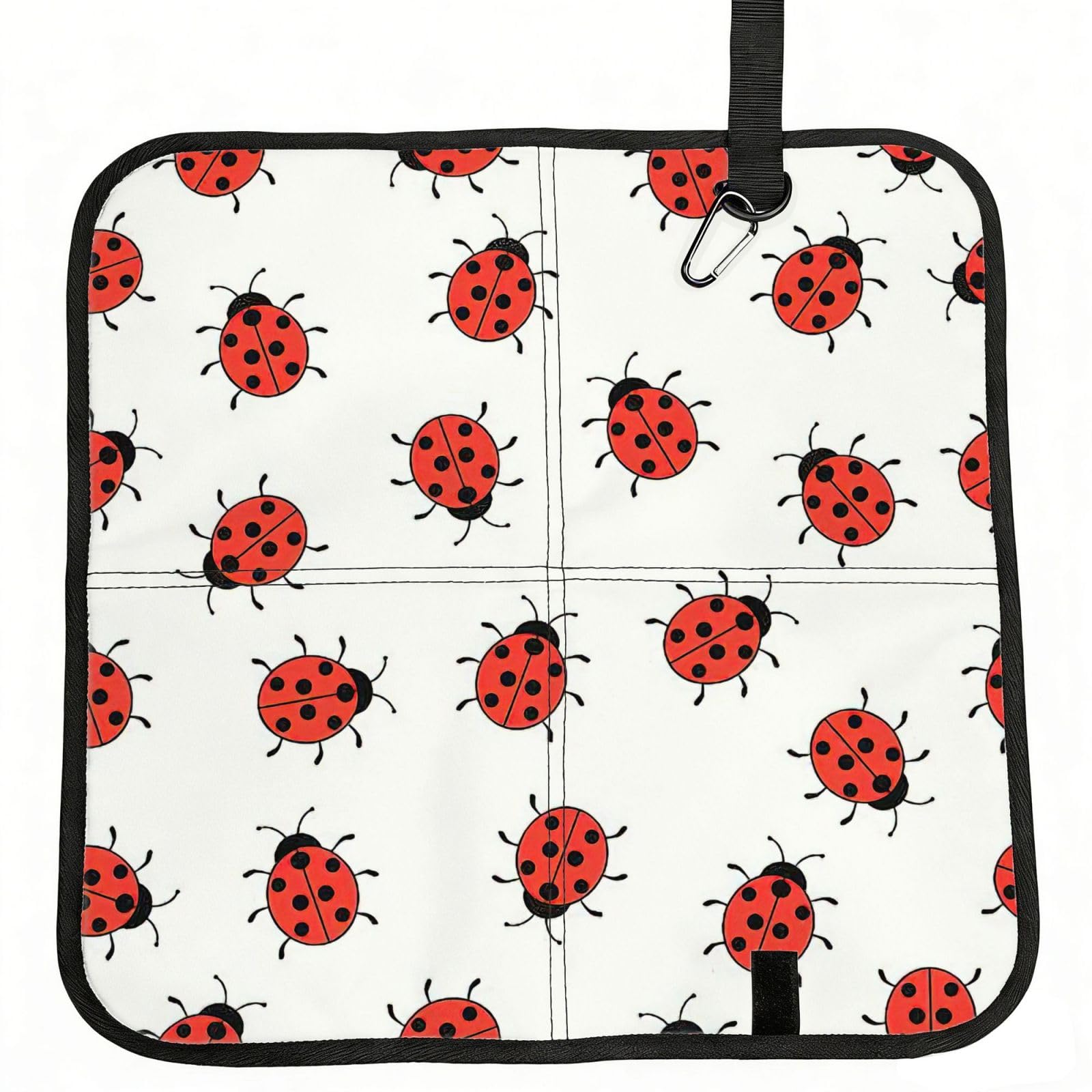 VCzsdff Ladybugs Pattern Infinite Speckled Print Portable Seat Cushion Folding Bleacher Pad Compact Picnic Sitting Mat Polyester 40cm
