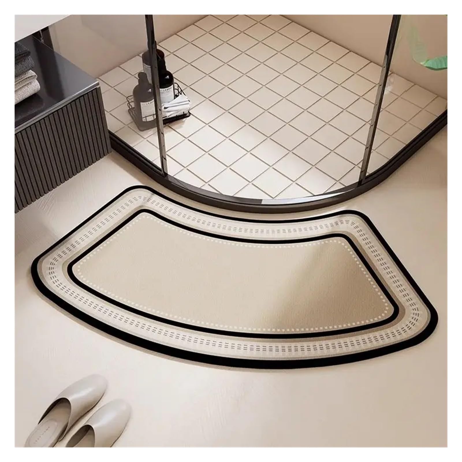Alfombrilla for Suelo de baño, Alfombrilla for pies con Forma Abanico diatomeas Que Absorbe el Agua, Almohadilla Antideslizante for Puerta Cuarto y Ducha(01,50x90cm-A)
