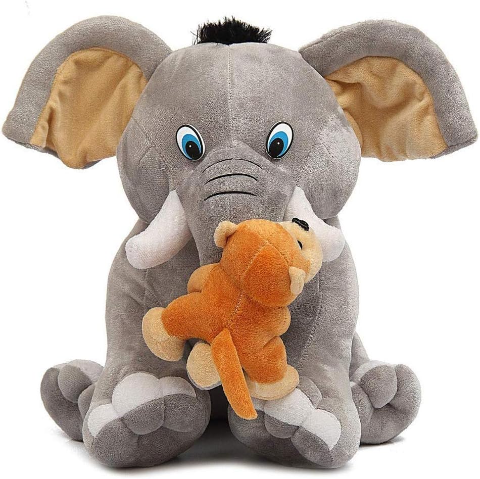 LOVEY DOVEY Soft Toys Long Soft Lovable hugable Cute Giant Life Size Teddy Bear (ELEPAHNT with Monkey, Grey)