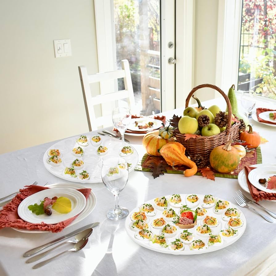 食器   Divelled egg tray Amazon.com: Flexzion Deviled Egg Tray - Ceramic White