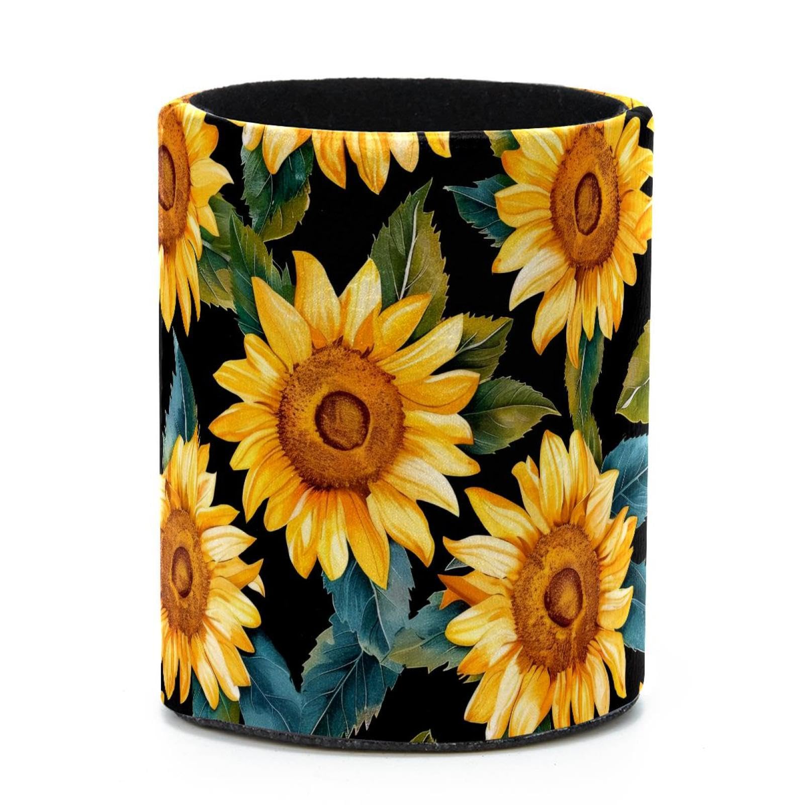 VAPOKF Round Pencil Holders for Desk, Sunflower Pen Holders Pen Pot Makeup Brushes Storage Desktop Stationery Supplies Organiser for Home Office