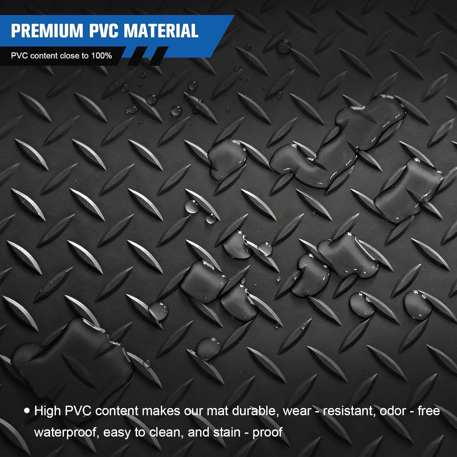 7.9x21/32.8 FT Garage Floor Mat 2.5mm Garage Shop Parking Mat Plate PVC for Truck Trailer SUVs Van Golf Cart Motorcycle (Black 2.4 * 6.5m)
