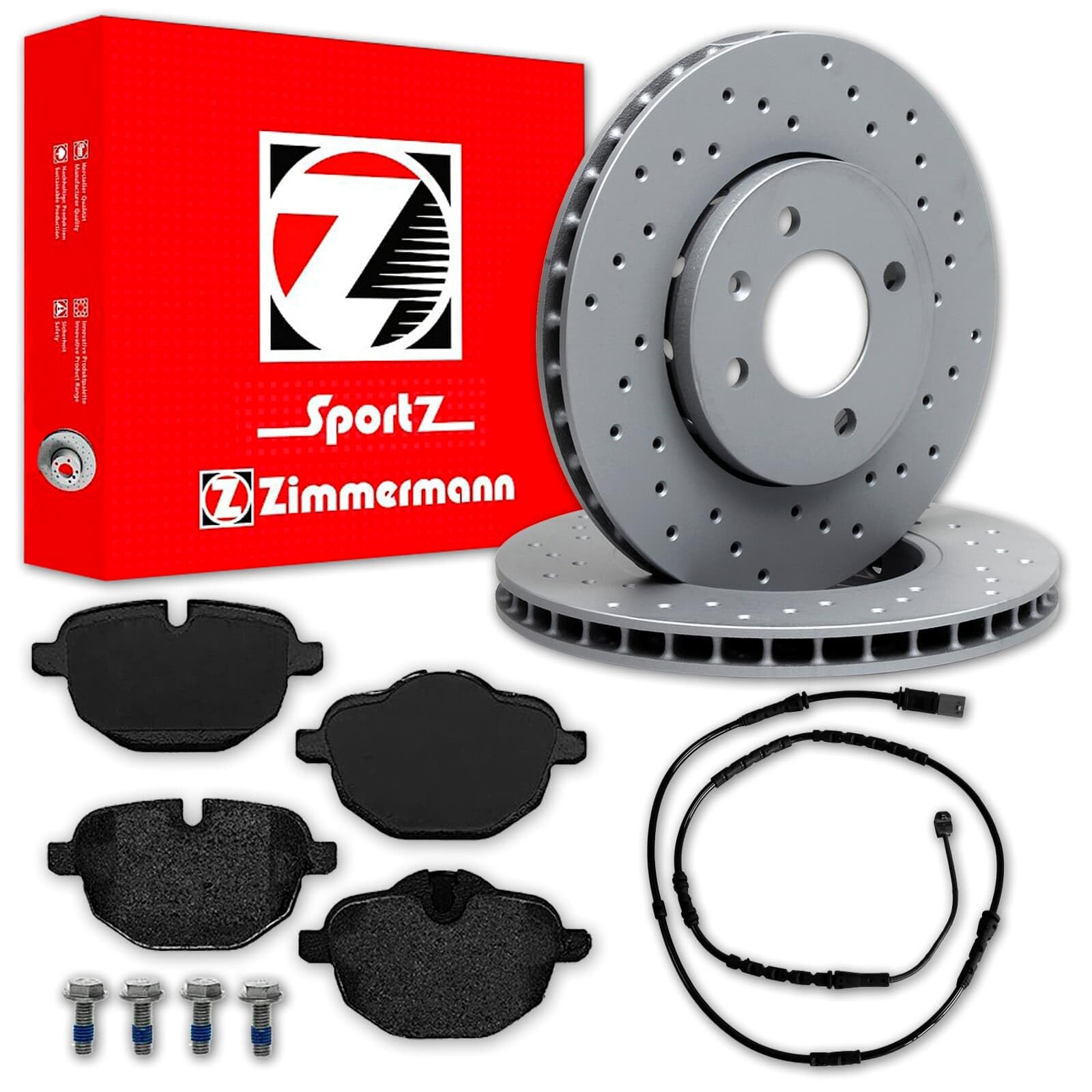 Zimmermann Sport Bremsscheiben + Beläge hinten | 150.3495.52 + 24561.175.1 + Wk Kompatibel mit X3 (F25),X4 (F26)