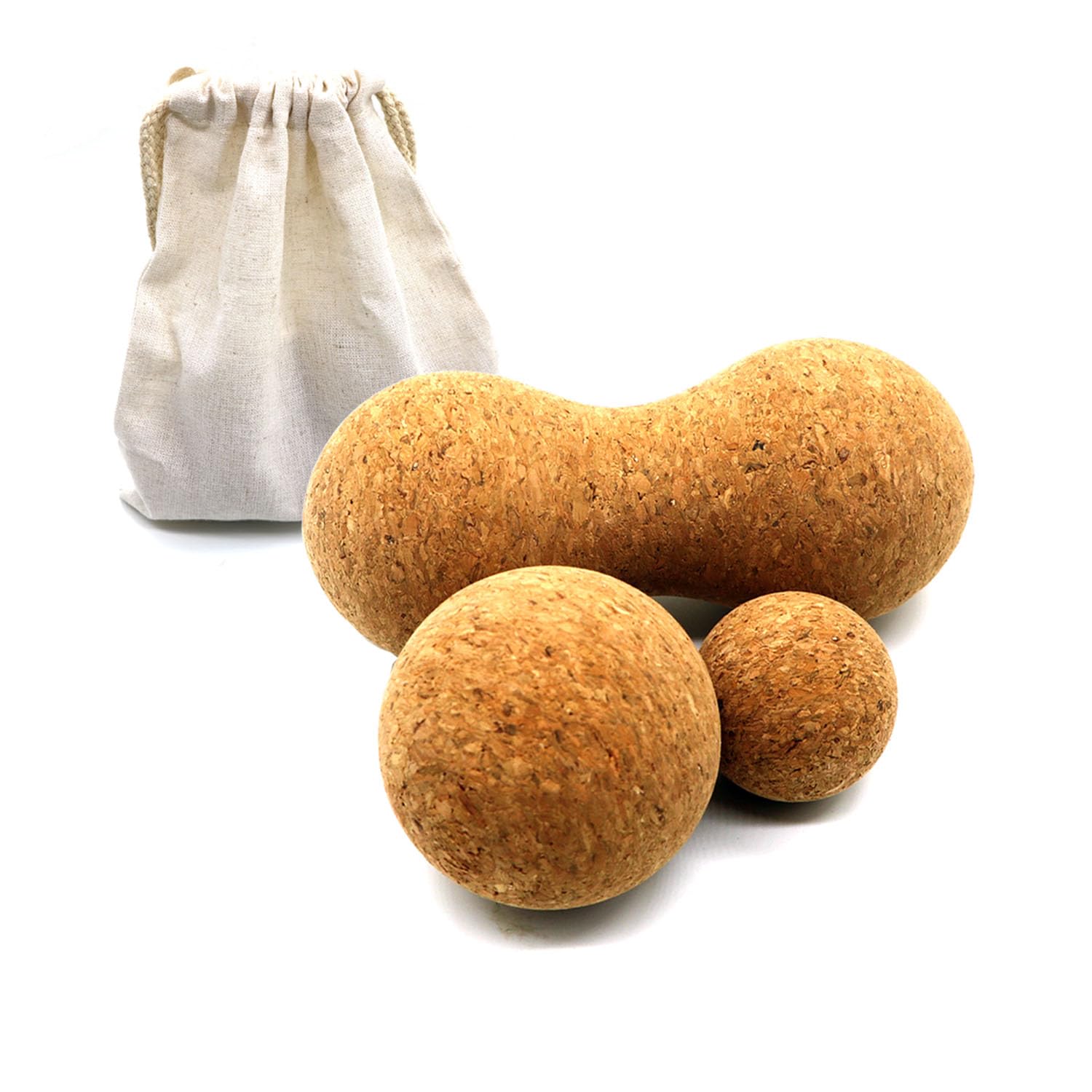 Rreadean Cork Massage Ball Set for Fascia Release After Exercise, Yoga,Trigger Point Therapy, Relax Muscles, and Relieve Stress,Set of 3 （5.4"*2.4"+