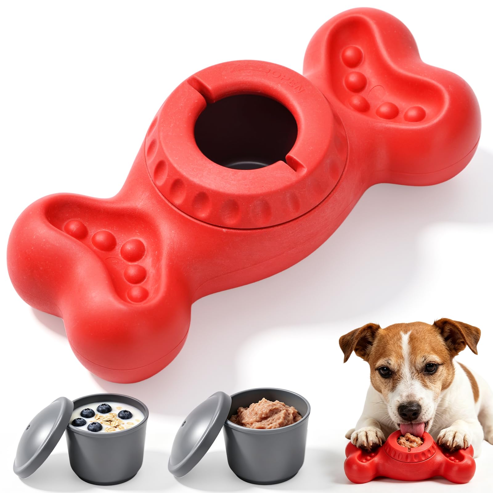 AUSCAT Dog Frozen Treat Toy, Bone-Shaped Red