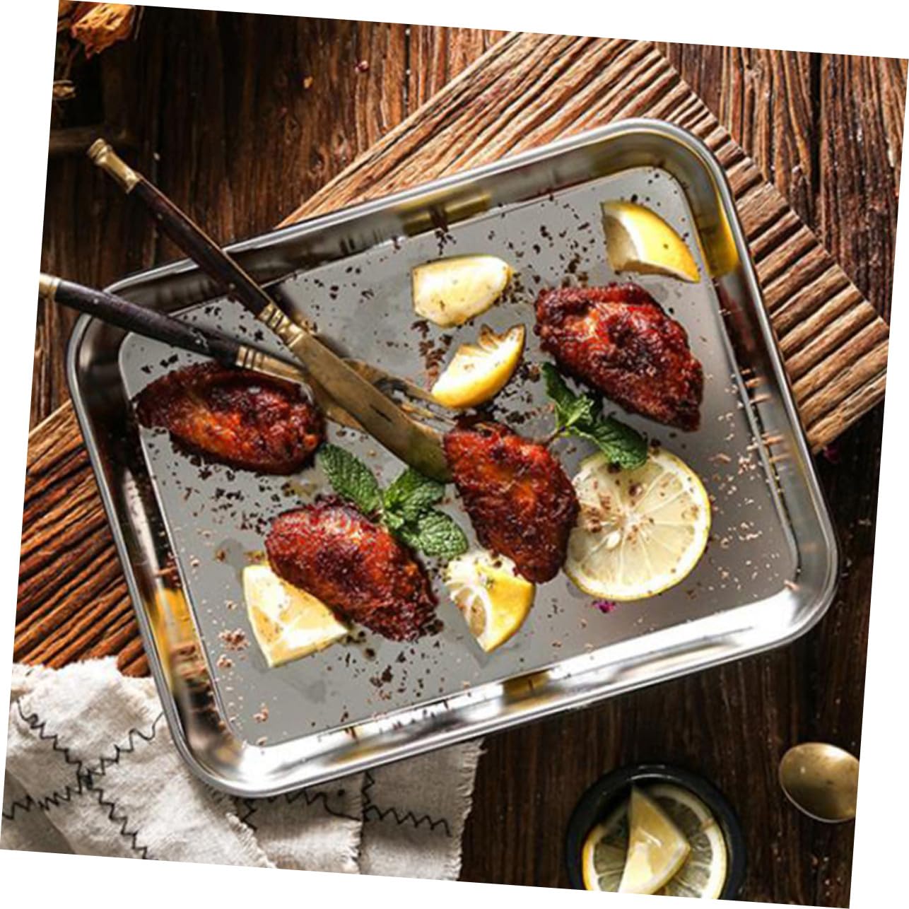 Gatuida 3piezas Bandeja Rectangular para Hornear Unidades Bandeja de Acero Inoxidable Práctica para Almacenamiento para Hornear Alimentos Barbacoa