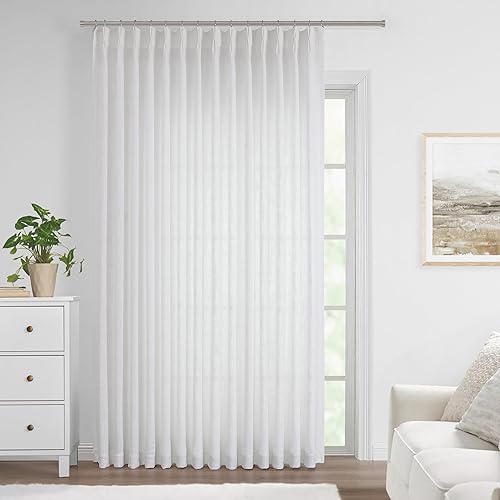Vision Home Cortinas plisadas blancas semitransparentes filtrantes de luz texturizadas para ventana, 84 pulgadas, para sala de estar, dormitorio,