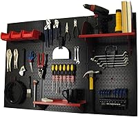 Vista 1 de Organizador de herramienta control de pared 30-wrk-400wb estándar panel perforado mesa de trabajo de metal Pegboard negro con accesorios rojos