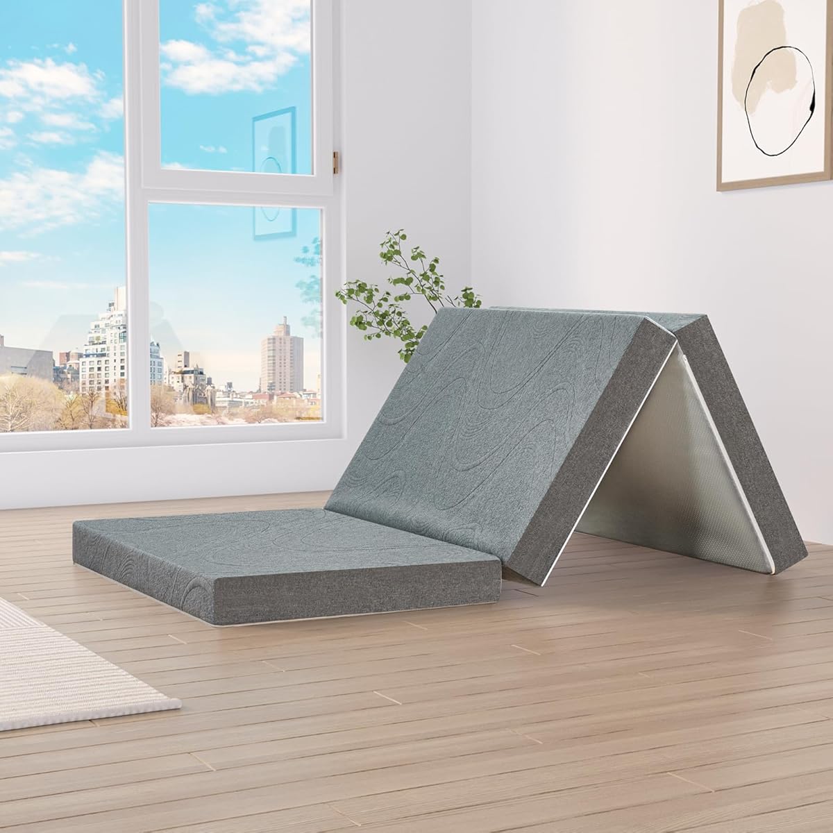 Foldable Mattress,6 Inch Tri-fold Foam Mattress with Breathable and Washable Cover,Skin-Friendly,Supporting and Pressure,6" Twin XL Size Foldable Mattress Topper(38"x78"x6")