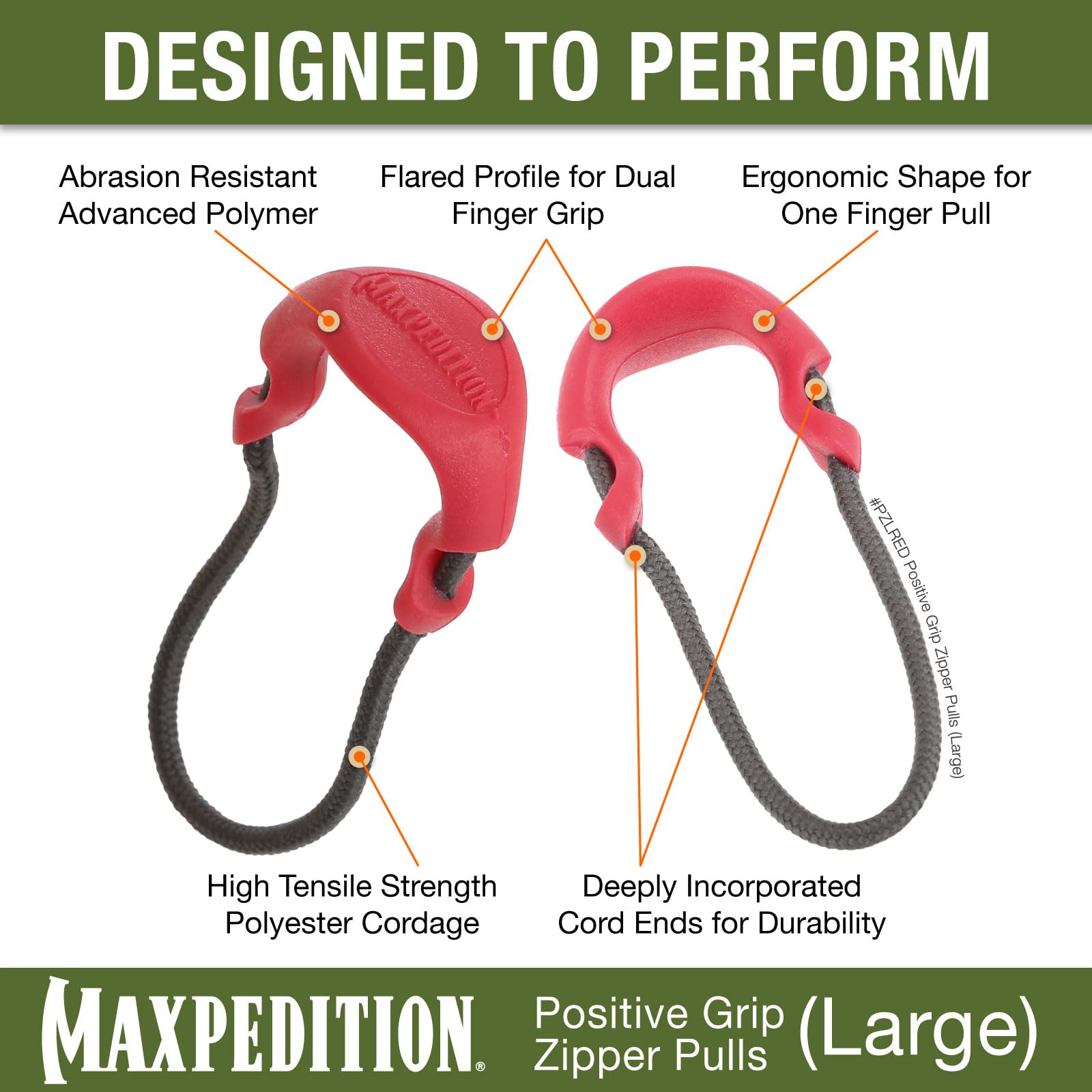 MAXPEDITION Positive Grip Zipper Pulls (Large, EMS Red) Pack of 6, Zipper Pull Replacement for Emergency Medical Backpacks, First Aid Kits, Tourniquet Pouches, PZLRED