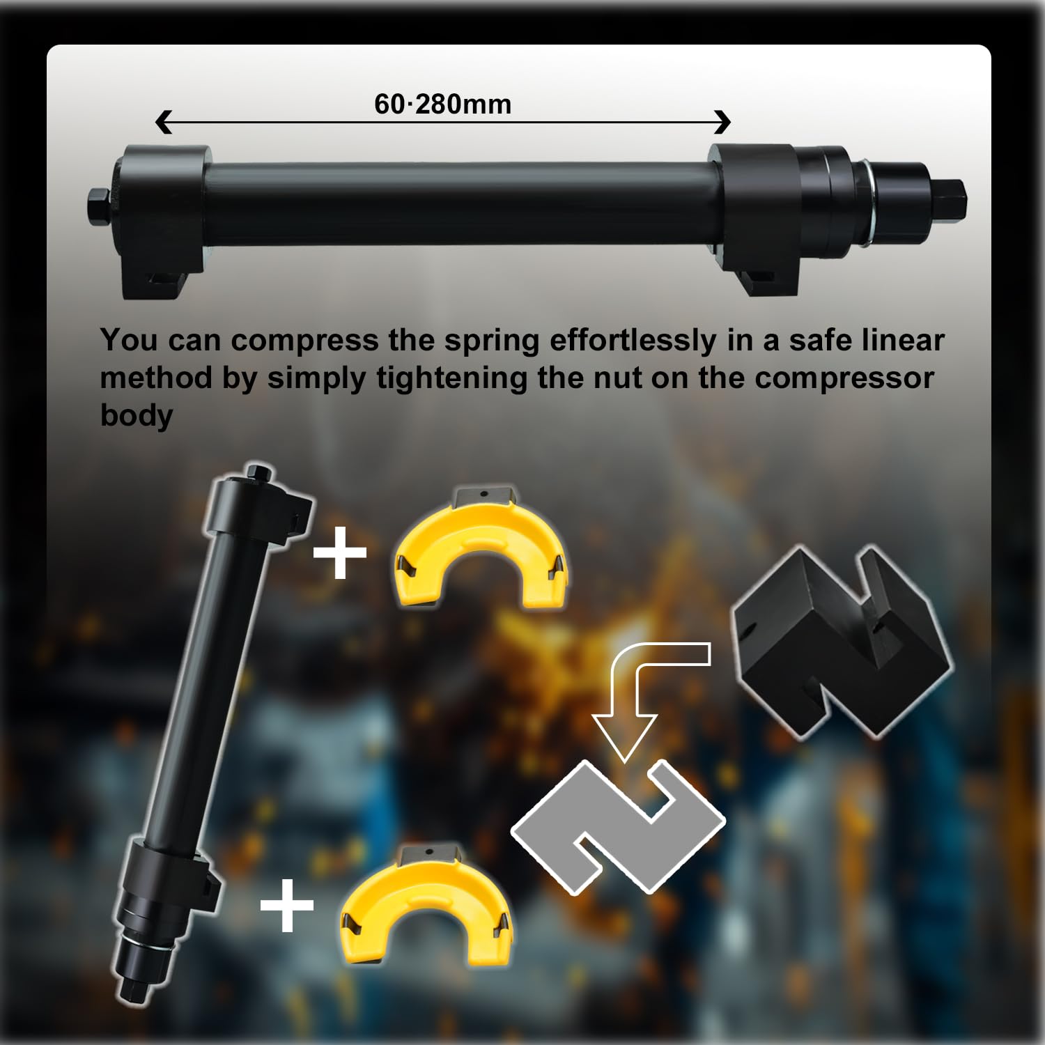 Macpherson Strut - Kit compressore e estrattore intercambiabile per molle elicoidali, set di attrezzi, con protezione giogo