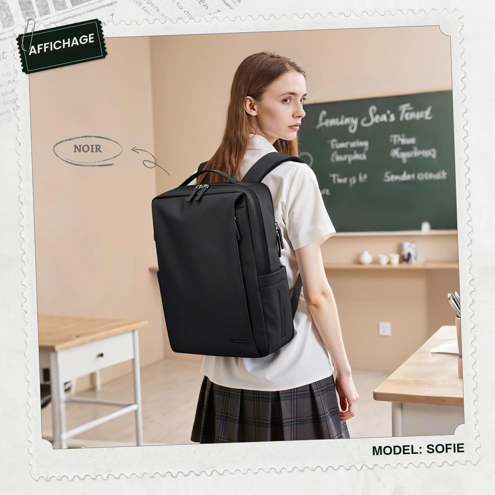 Sac a Dos Femme Homme en Simili Cuir, Multifonctionnel Résistant à l'eau Sac a dos Ordinateur de 15.6 Pouces, Sacs a Dos Voyage Cabine Avion pour Collège Affaire Scolaire Voyage