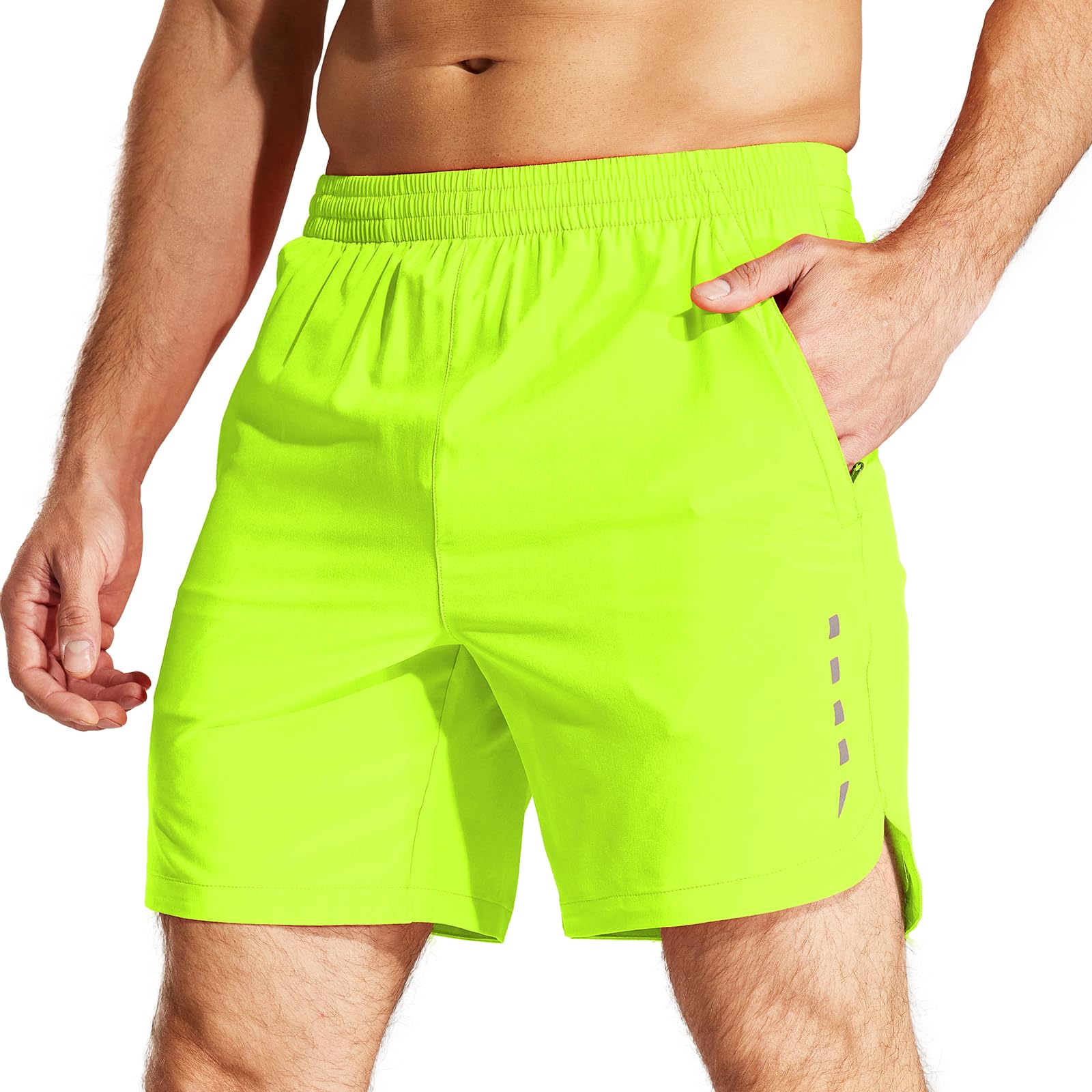 MIER Men's Running Shorts 7" Quick Dry Gym Athletic Workout Shorts with Zipper Pockets