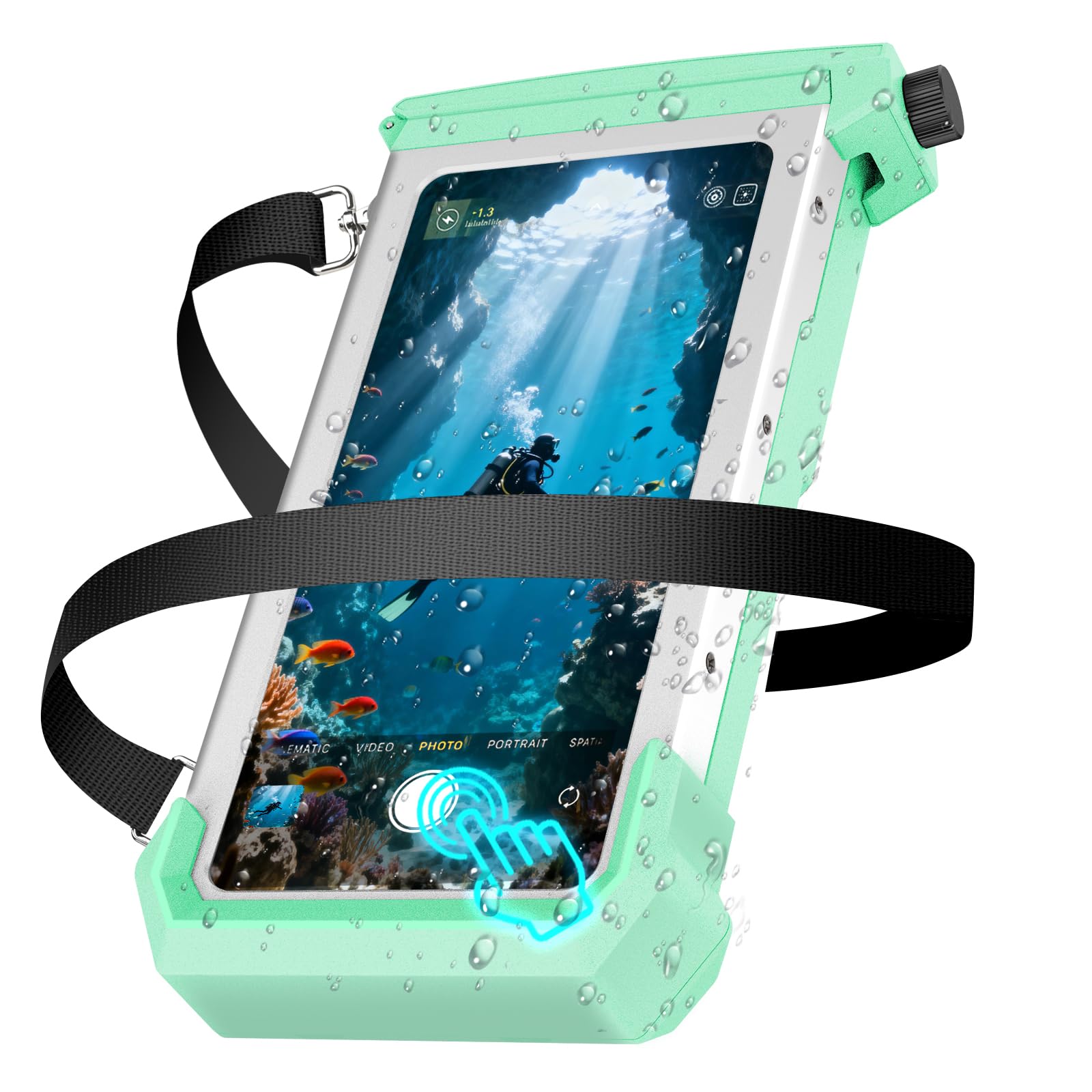 Underwater Phone Case for Snorkeling & Diving (50ft/15m), IP68 Waterproof Case for Swimming, Universal Underwater Touch Screen Case Compatible with iPhone (Blue+Silver, 5th Generation Phone Case)