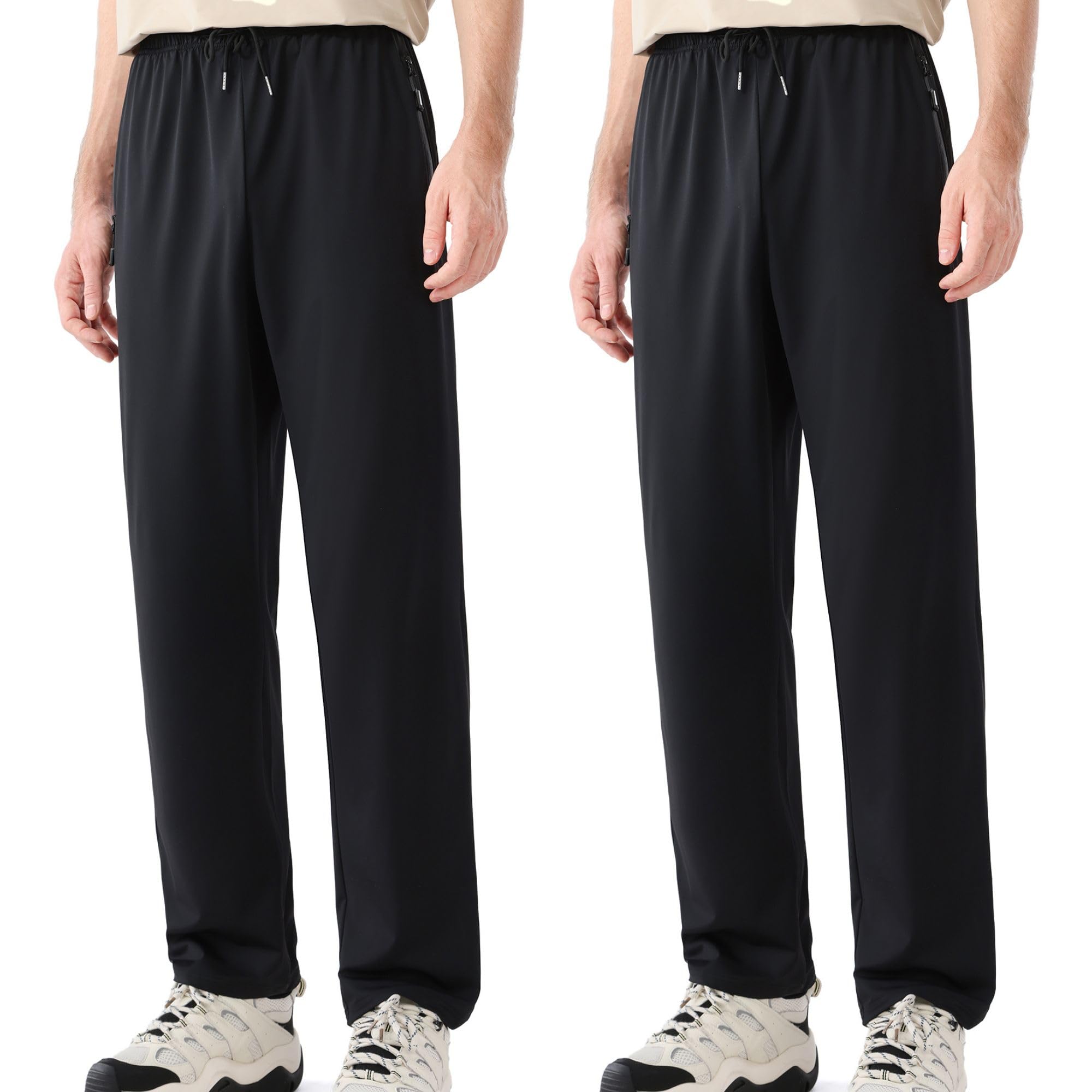 Pantalón Chándal Hombre Pack de 1/2 Tela Ligera Pantalones Deportes Running Secado Rápido Cremallera Bolsillos Elástica Pants Fitness Gimnasio Gym Atletismo Transpirable Entrenamiento Sin Puño