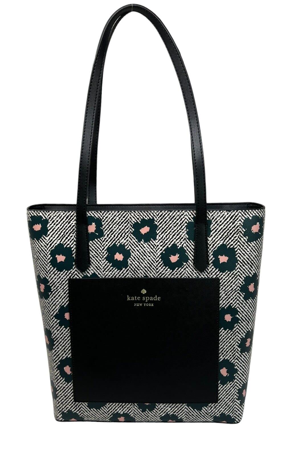 Kate spade new yorkKate Spade Zip Shoulder Tote Bag Pocket Herringbone Floral (Peacock Sapphire)