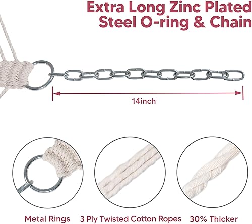 Miniatura 7 de SUNCREAT - Hamaca doble acolchada de tela con barra separadora, almohada desmontable, 55 x 79 pulgadas, hamaca grande, patrón de rayas rojas