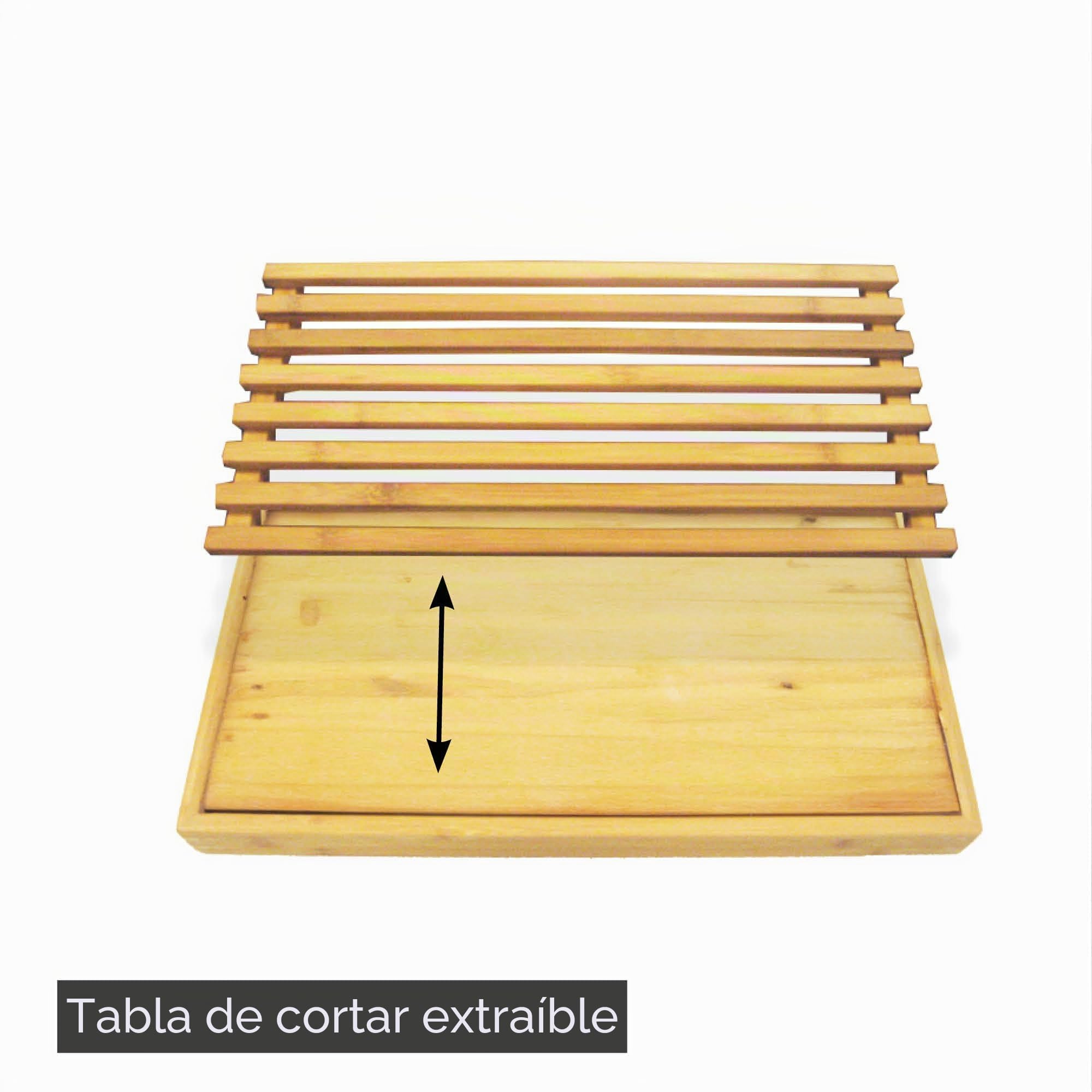 Point-Virgule tabla de pan, tabla de cortar con bandeja de recuperación, tabla de cortar pan, 42.5x25x3.5cm