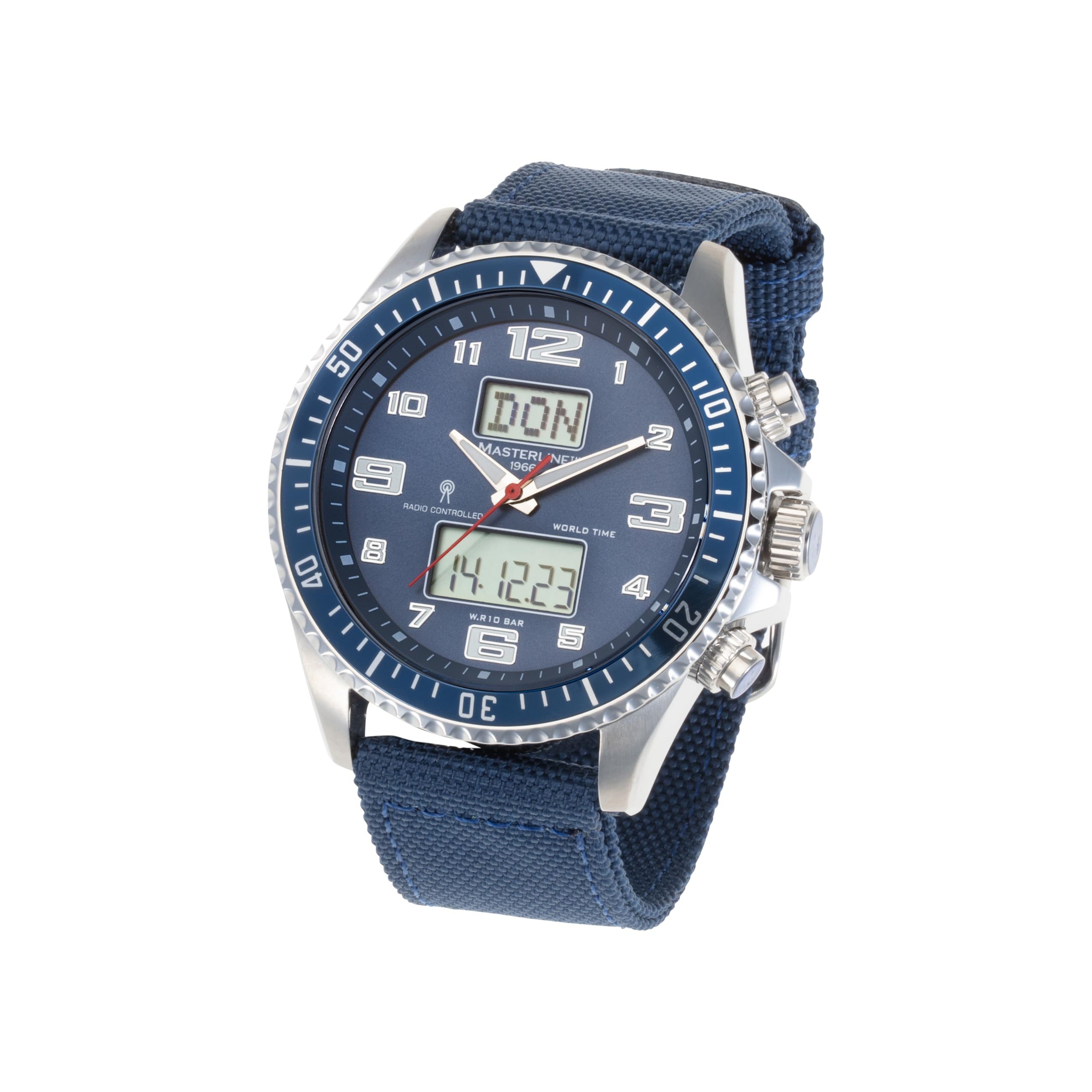 Funk Herren Armbanduhr Funkuhr World-Timer Blau Edelstahl ML06266003