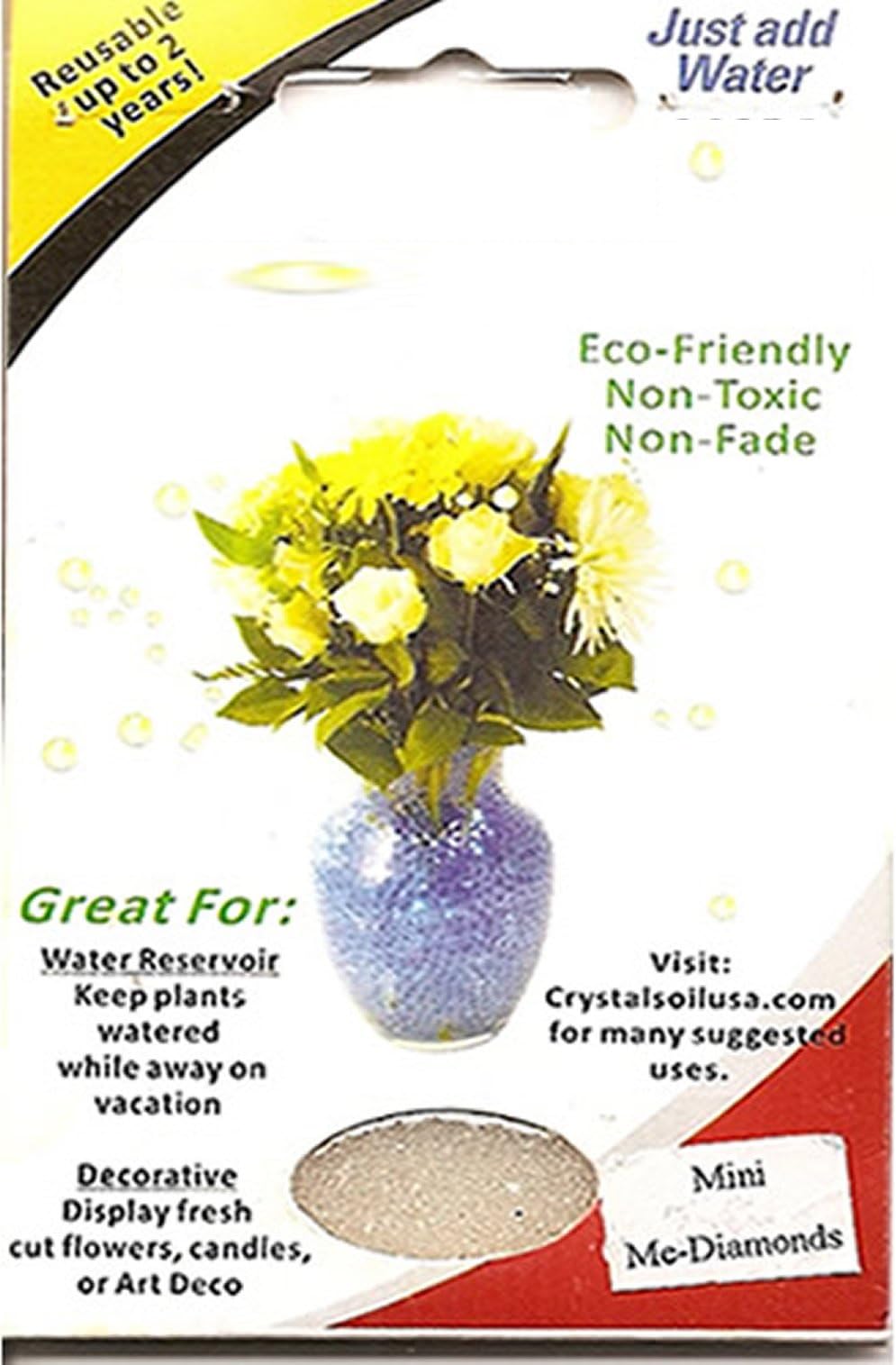Mini Me Size (Diameter): Dry:0.2-0.5mm. Hydrated: 2-5mm -Crystal Soil; Shining and Adorable.5 Pack (Clear)