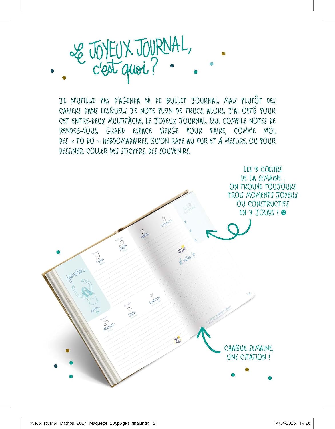 Joyeux journal 2027 - Mathou - Agenda - Stickers - Coloriage - To do lists - Mise en situation et utilisation