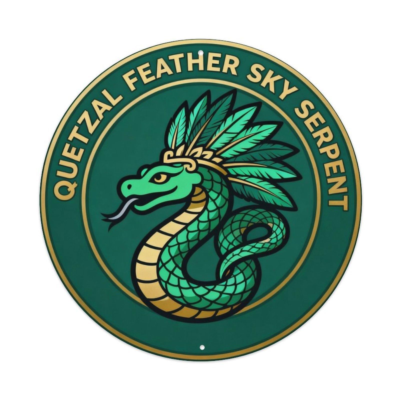 Quetzal Feather Sky Serpent Metal Tin Sign Plaque