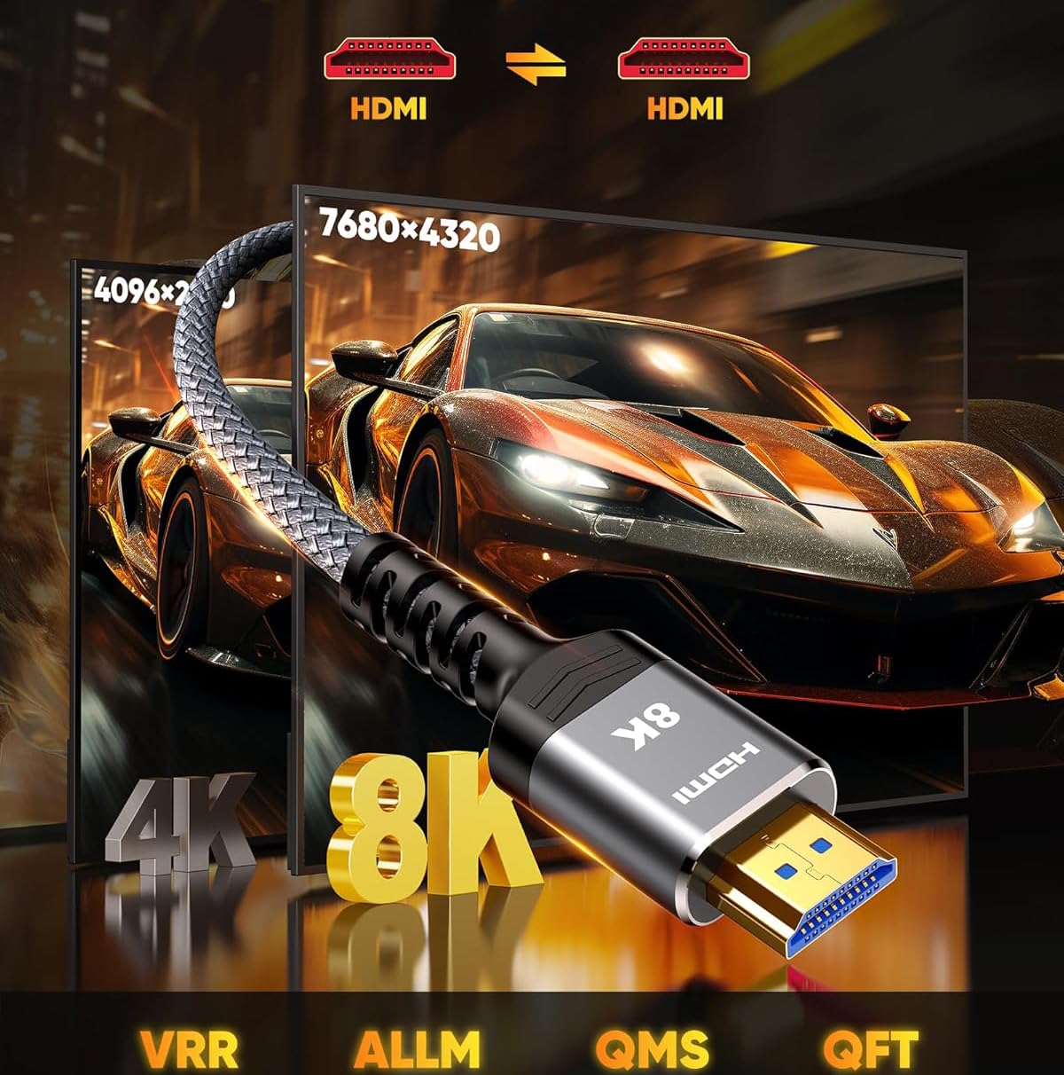 Cable HDMI 2.1, 15 m, 48 Gbps, 8 K, 60 Hz, 4 K, 120 Hz, alta velocidad, trenzado de nailon, con eARC y HDR