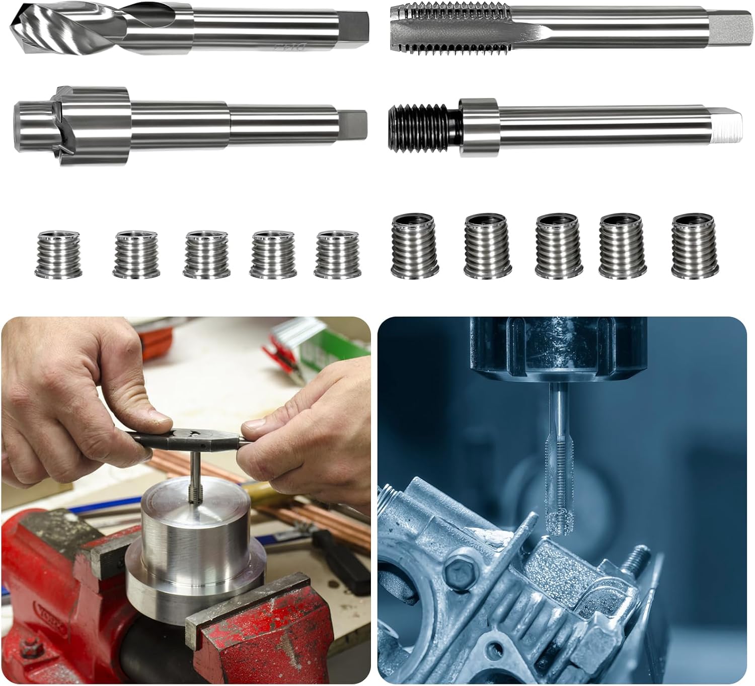 M14*2.0 Metric Thread Repair kit,5 13.7MM Stainless Steel Inserts and 5 17.7MM Stainless Steel Inserts