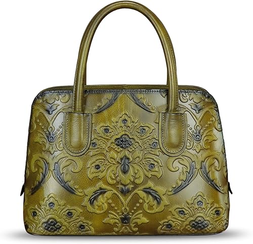 Miniatura 3 de Bolso de mano de cuero genuino para mujer, bolso cruzado vintage con asa superior, hecho a mano, retro, de cuero en relieve