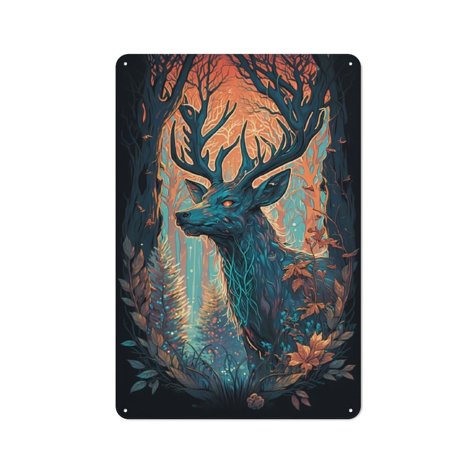 Junmoney Deer Magic Kingdom Industrial-Style Tin Sign 30X20cm For Pub Or Café, Suited To Pub Decor Enthusiasts