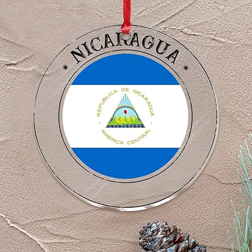 Adornos de Navidad de Nicaragua 2022, adorno de Navidad acrílico con bandera del estado, adorno de viaje, bandera de regalo de recuerdo para