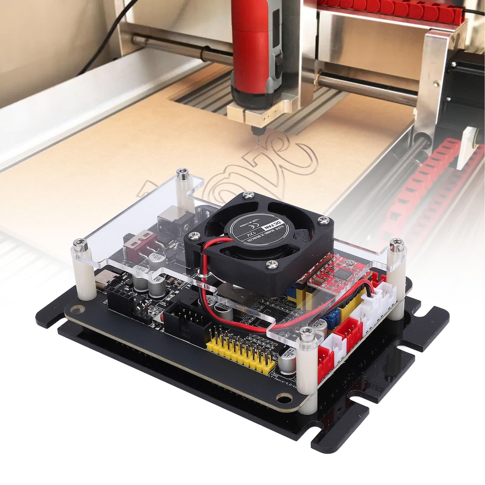 Cryfokt 32-bitowa Płyta Kontrolera GRBL CNC z 3 Sterownikami do 2-osiowej 3-osiowej Maszyny Grawerującej, Obsługuje Silnik Wrzeciona 0-500W 48V, do Grawerki CNC Aluminiowa Płytka Drukowana