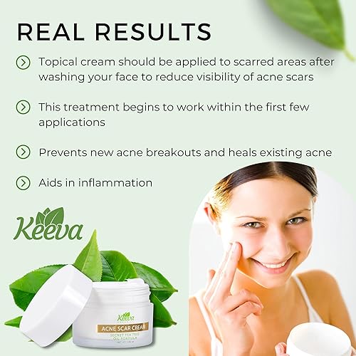 Vista 2 de Keeva Organics Crema intensiva para tratamiento de cicatrices de acné para cicatrices de acné - Resultados curativos 7 veces más rápidos - Aceite