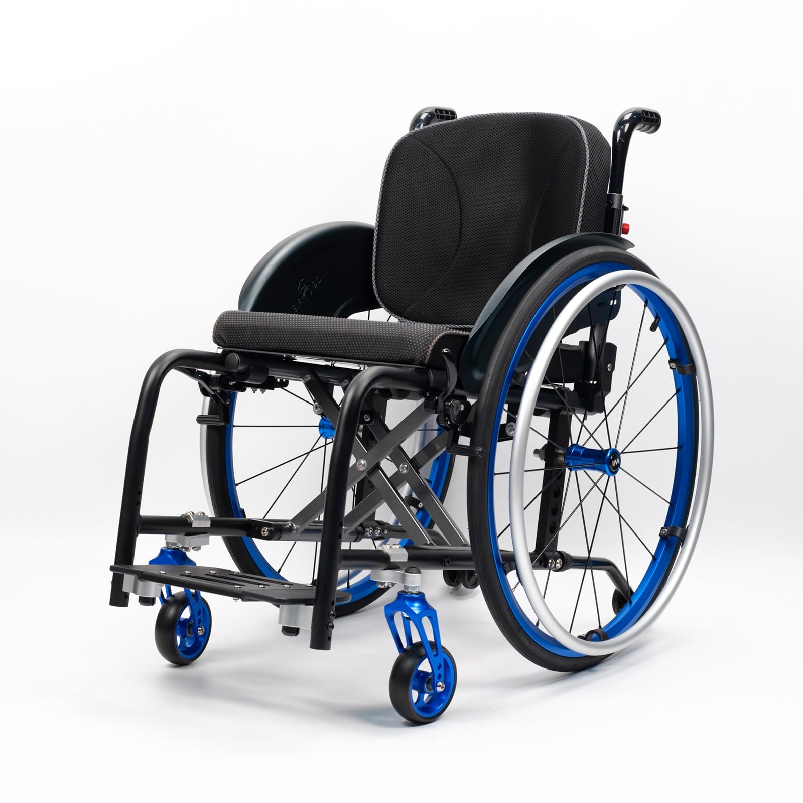 SXSLTSA All-Terrain Ultra-Light Sports Wheelchair Foldable Aluminum Chair Self-Propelled Manual Transport Indoor Outdoor Use Adults Teens Seniors(Blue,Seat Width 42cm/16.5in)