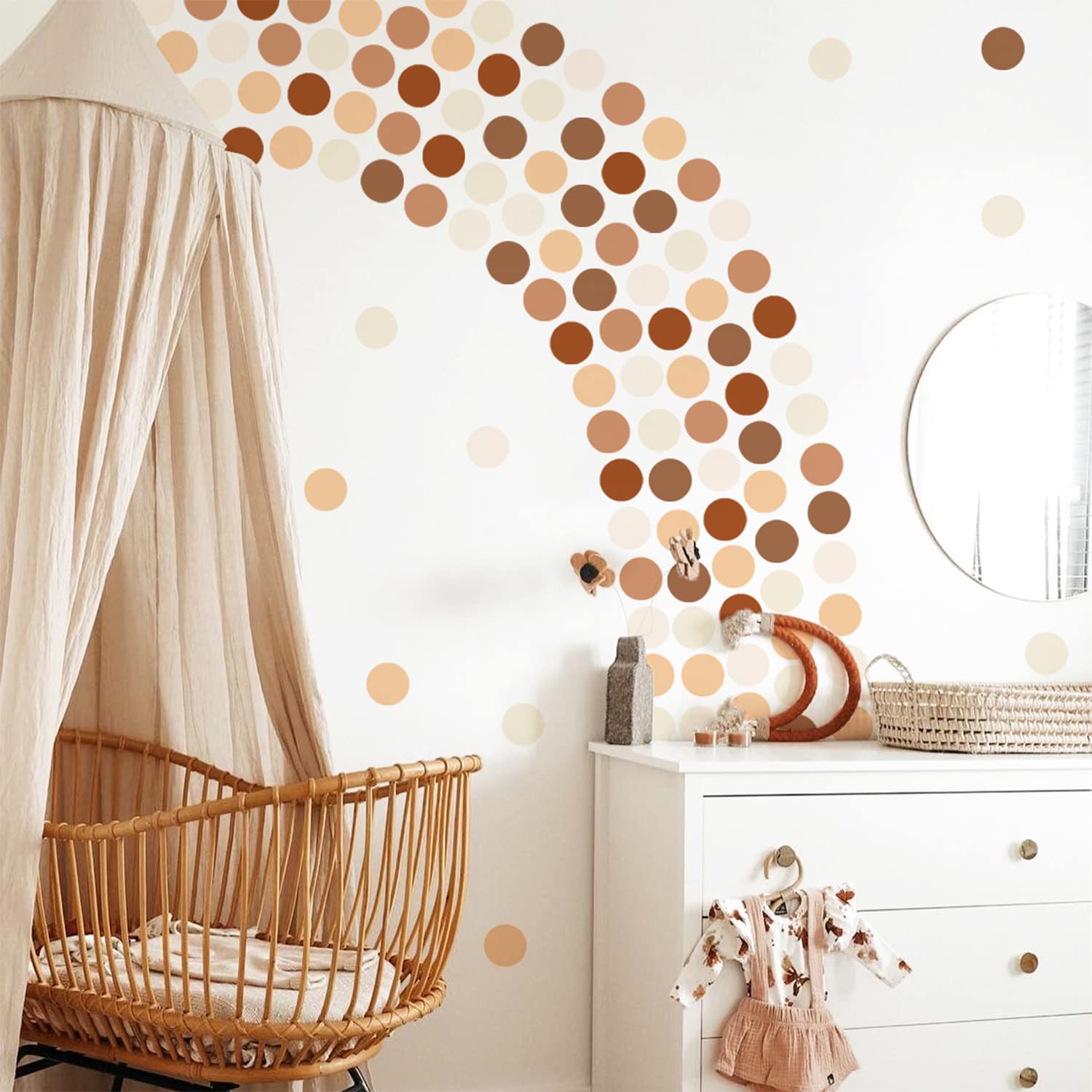 funlifeBoho Wall Decals Peel and Stick, Self Adhesive Small Muted Polka Dots Wall Stickers, PVC Pastel Circles Wall Art Stickers for Kids Room Bedroom Playroom Nursery Room Stickers, 2.16" x 2.16"